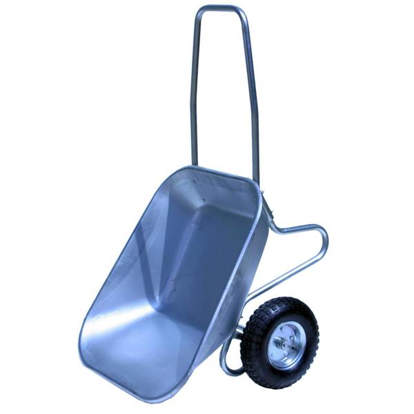 Bristol Tool Company 1894 Bristol Two Pneumatic Wheel Tipper Wheelbarrow With 120kg/65l Capacity, Galvanised Metal, Deep Pan Tray