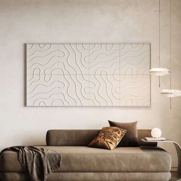 Wallsupply Ultralight Flow Line 3D XPS Wall Panel Tiles White - 8 pack, 2m2