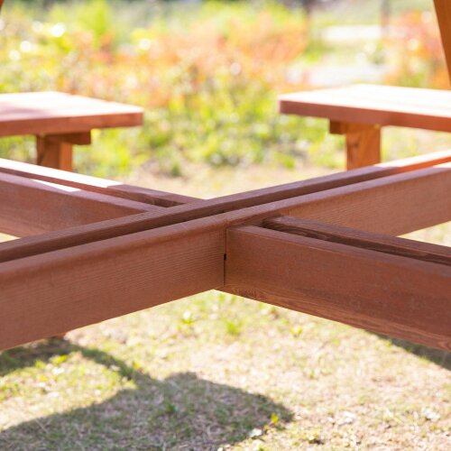 Wyld Haus Bataba Brown Fir Wood 8 Seater Outdoor Picnic Table Set