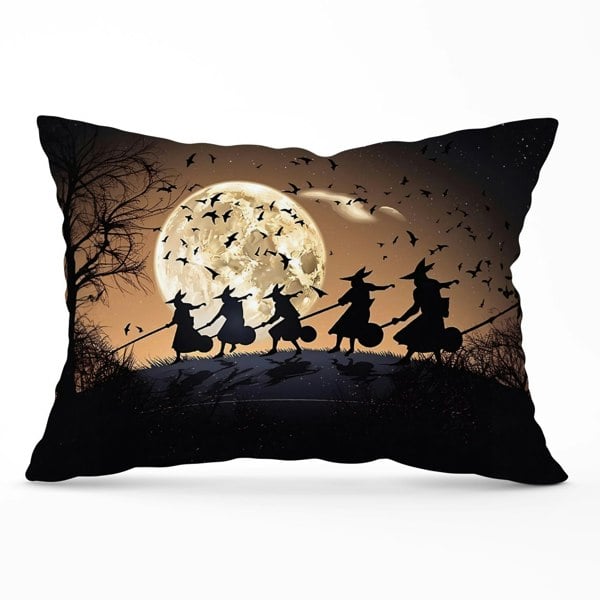 Warren Reed A Group Of Witches Riding Broomsticks Cushions