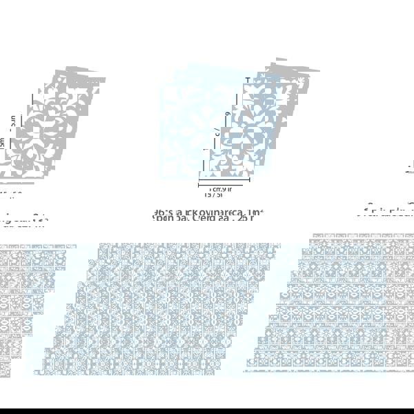 WT1555 - Triana Blue Grey Cemente Spanish Wall Tile Sticker Set - 15 cm x 15 cm - 24 pcs
