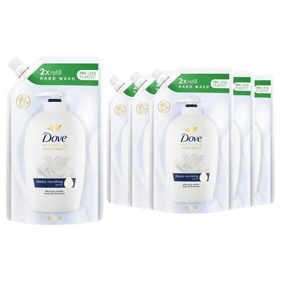 Dove Moisturising Hand Wash Eco-Refill 500ml, Deeply Nourishing 6 Pack