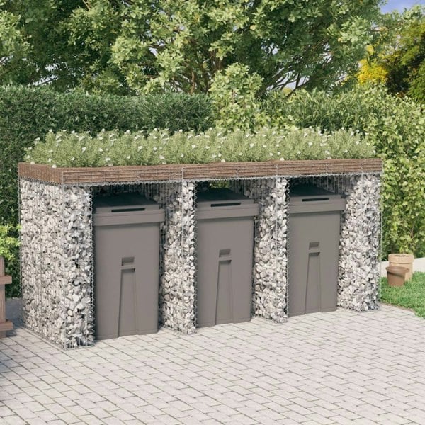 Berkfield Gabion Wall for Garbage Bin 270x91x120 cm Galvanised Iron