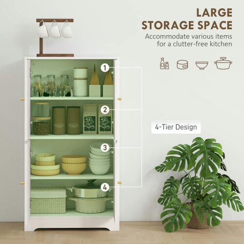 Wyld Haus Suzino 110cm Wooden White 4 Door Kitchen Storage Cabinet With Adjustable Shelves