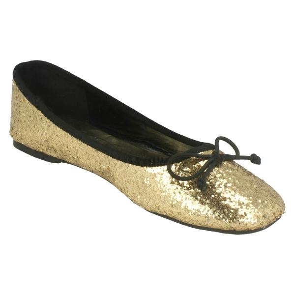 Ladies Star Flat Glitter Ballerina Shoe F8894