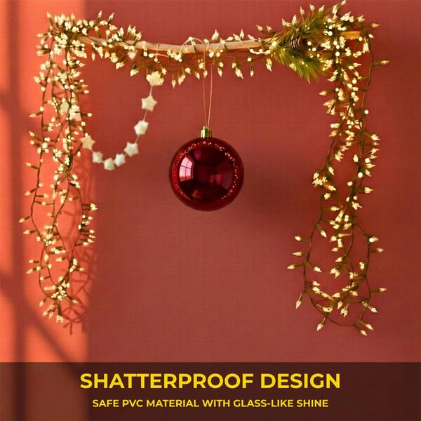 Shatchi 20cm Dark Red Glossy Christmas Bauble for Festive Trees, Mantels and Seasonal Home Décor