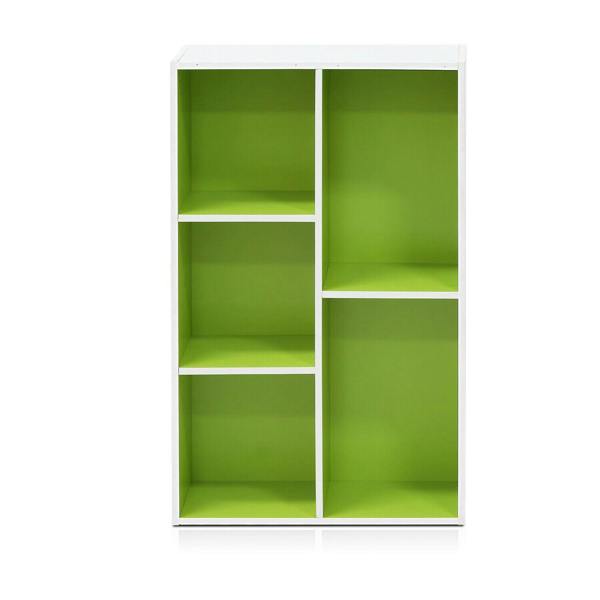 WALPLUS Luder 5-Cube Reversible Open Shelf, White/Green | Elegant Interior Wall Decoration