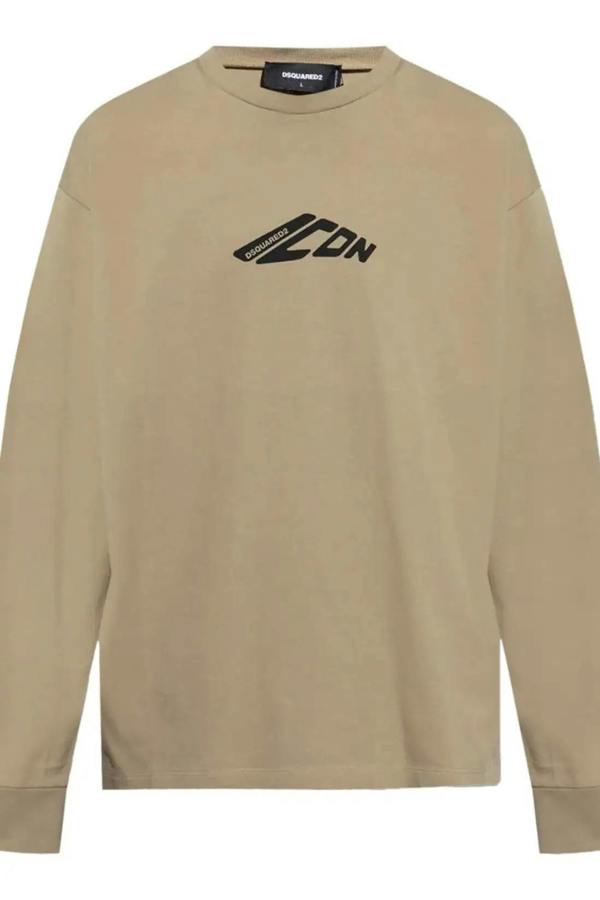 Dsquared2 Long Sleeve Loose Fit Logo Tee Beige