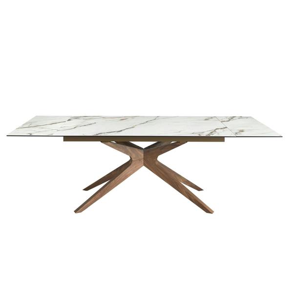 Angel Cerdá Rectangular extendable dining table in porcelain marble and walnut 1157