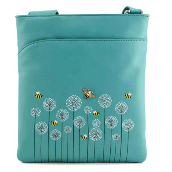 Mala Leather Moonflower Bee & Floral Leather Crossbody Bag