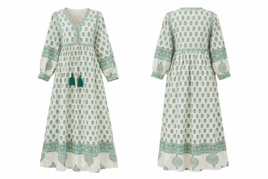 Soul Of Sita Amelia Floaty sleeve Folk Print maxi dress