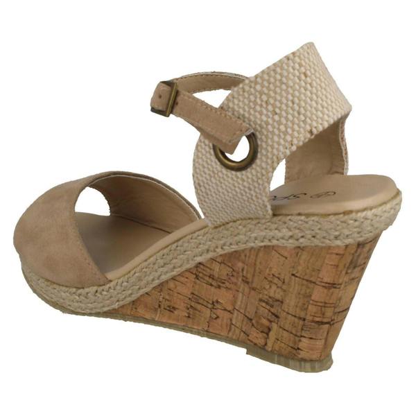 Spot On Ladies Spot On Cork Wedge Sandals F2265