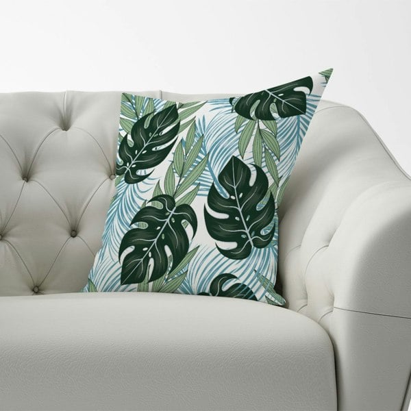 Warren Reed Tropical Pattern With Bright Plants And Flowers Cushions