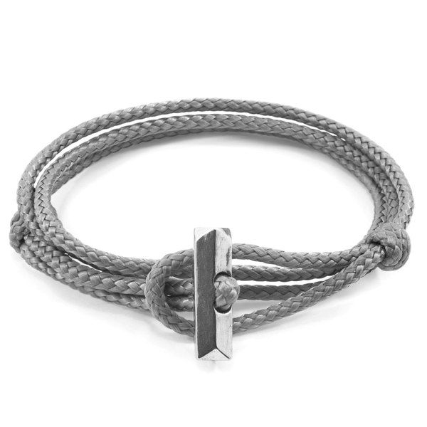 Anchor & Crew Classic Grey Oxford Silver and Rope Bracelet