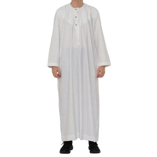 HM11 - Men's Emirati Omani Bobble Button Thobe - White - Thobez - 29