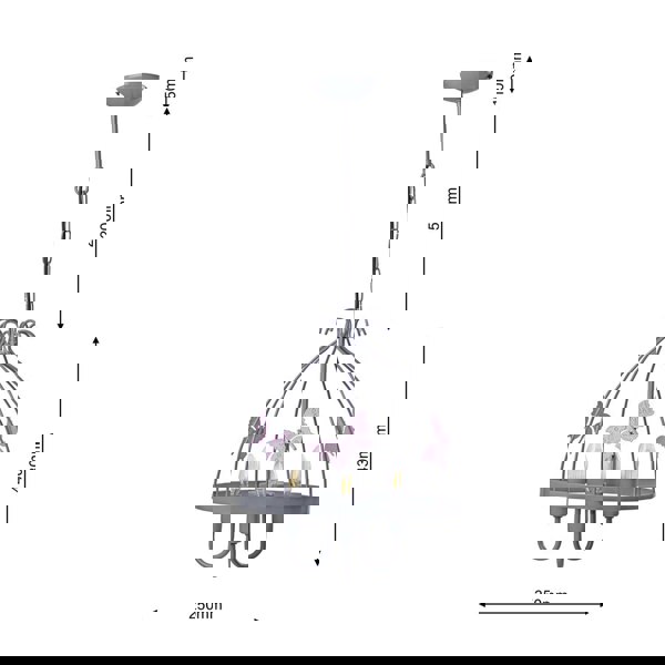 Milagro Kago Pink/Grey Pendant Lamp Beautiful Hand Made Ceiling Light With A Butterfly Theme In Modern Grey And Baby Pink