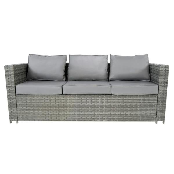 Jardi 8 Seater Rattan Furniture Set With Firepit – Grey