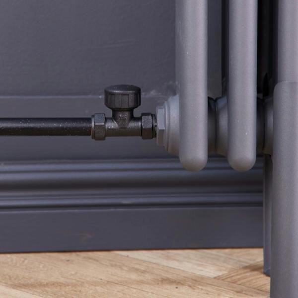 Flode Anthracite Radiator Valve | Straight TRV & LS Pack | 15mm x 1/2"