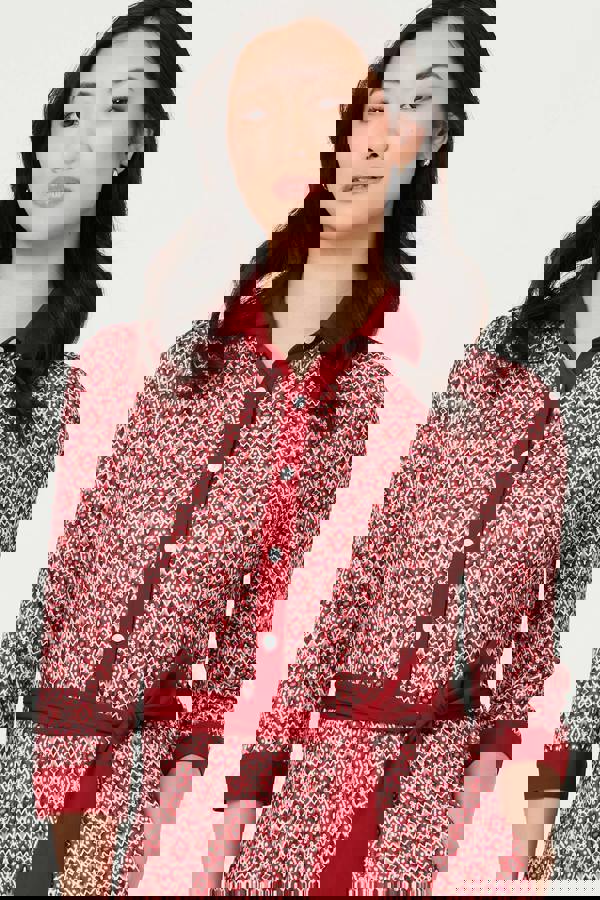 Pink | Printed 3/4 Sleeve Tie Waist Maxi Dress