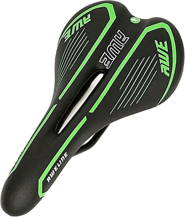 Awe Steel Rail Adult Gel Bike/Bicycle MTB Saddle Mens/Womens Green/Black/White