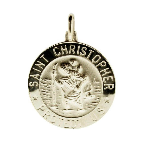 Christopher James of London Sterling Silver 24mm 3D St Christopher Pendant With Optional Engraving and Chain