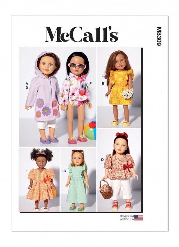 McCalls 8309 Paper Sewing Pattern – Doll Clothes, Size One Size, Intermediate