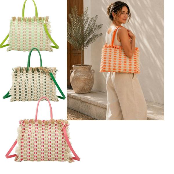 Love EMVY Woven Summer Escape Fringe Tote Bag