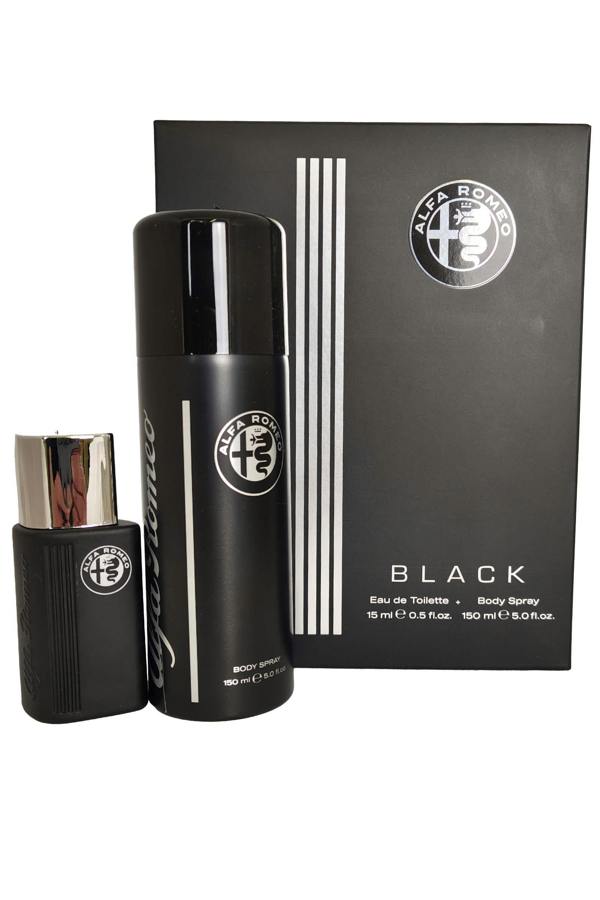 Alfa Romeo Black for Men Eau de Toilette Spray 15ml Body Spray 150m