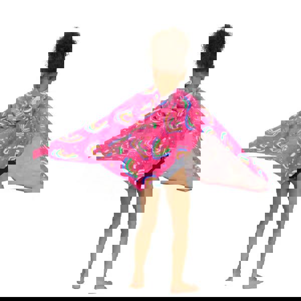 Zoggs Rainbow Magenta Kids Poncho Hooded Towel Robe - Pink