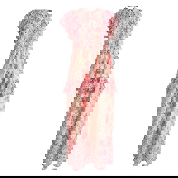 Cath Kidston Womens/Ladies Floral Tie Neck Short-Sleeved Maxi Dress - Pink - 