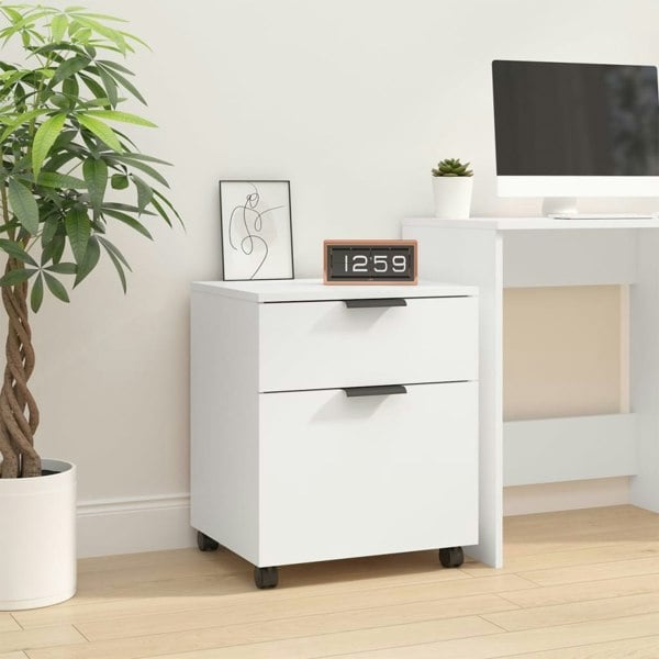 Berkfield Mobile File Cabinet with Wheels White 45x38x54 cm Engineered Wood