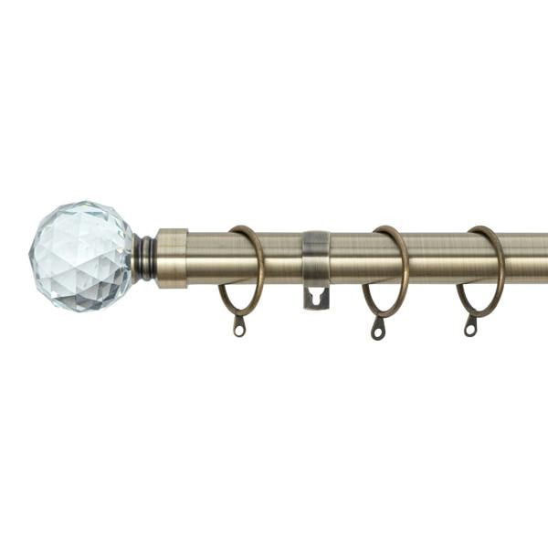 A.Unique Home Gem Crystal Ball Metal Extendable Curtain Pole with Rings and Fittings, In a Variety of Colours and Sizes (25/28mm)