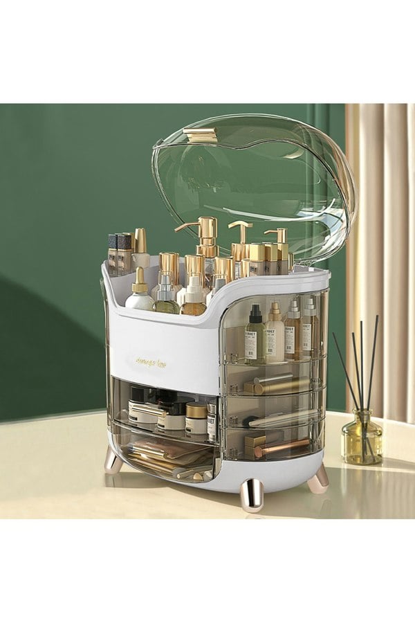 Living and Home Transparent Cosmetic Storage Box Desktop Makeup Drawer
