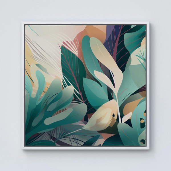 Warren Reed Abstract Tropical Leaves Framed Canvas