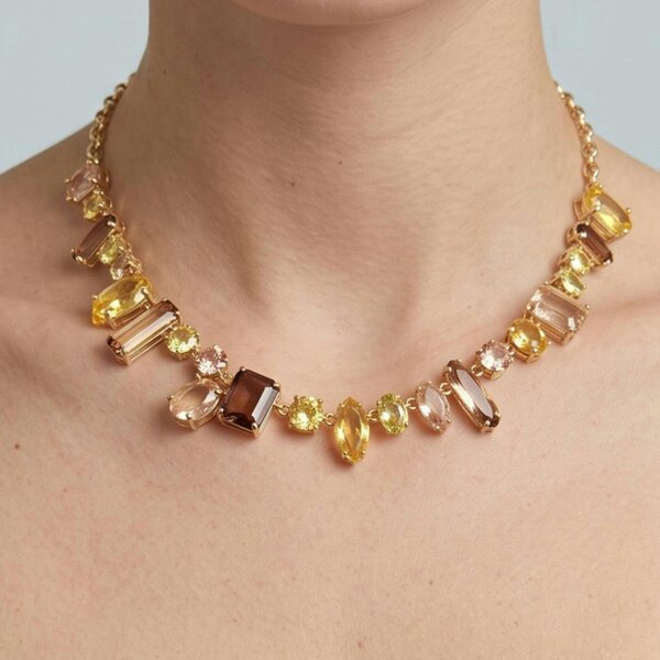 Uchi & Soto Hanabi Mixed Gold Stone Necklace