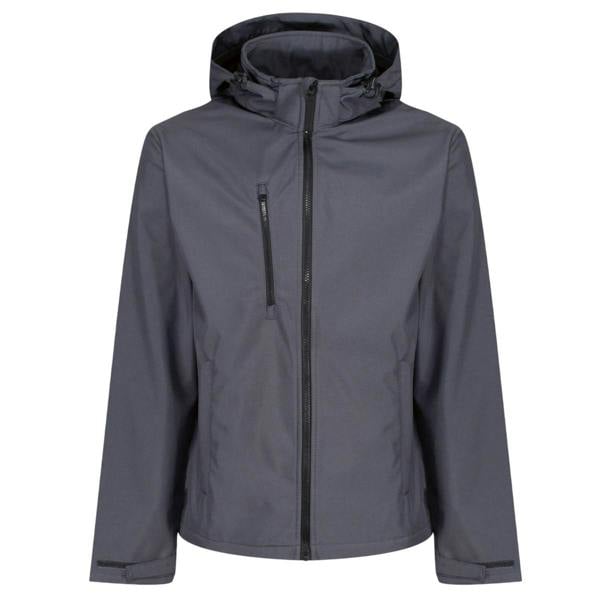 Regatta Professional Mens Venturer Softshell 3 Layer Hooded Jacket - Seal Grey/Black - 