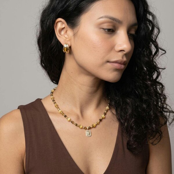 Uchi & Soto Nekomeishi Gemstone Pendant Necklace