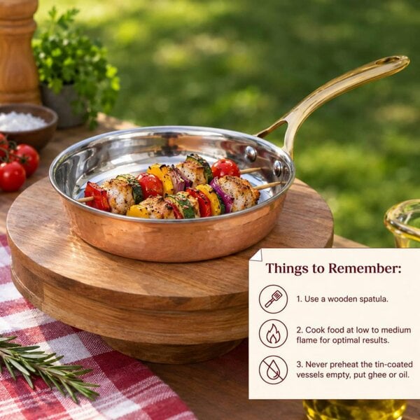 Dyzi 13cm Copper Steel Frying Pan with Long Brass Handle