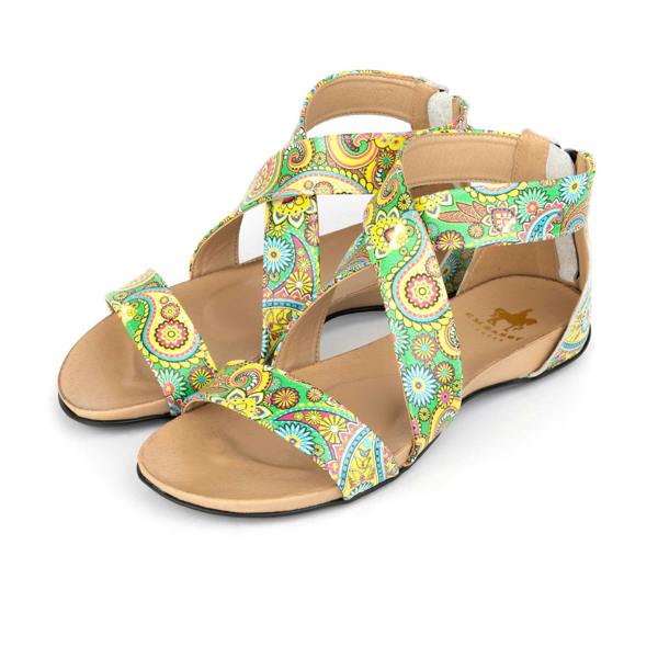 Embassy London Isabella - Festival Green - Women's cross strap sandal with covered zip-up heel