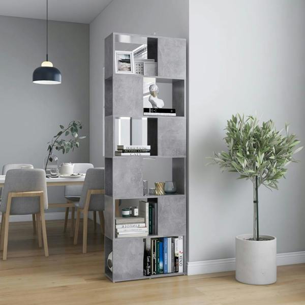 Berkfield Book Cabinet Room Divider Concrete Grey 60x24x186 cm Engineered Wood
