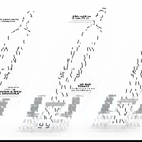 Height of the toddler table and chair set compared to a 6ft human.