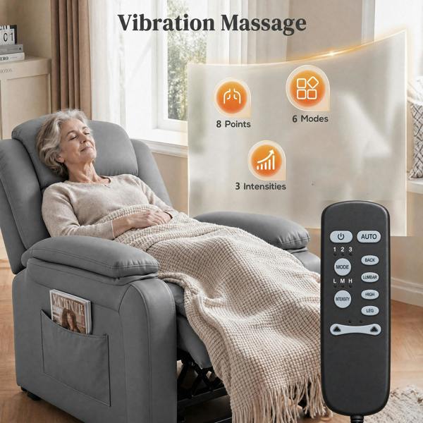 HOMCOM Riser and Recliner Chair with Massage, Electric Lift Chair, Grey