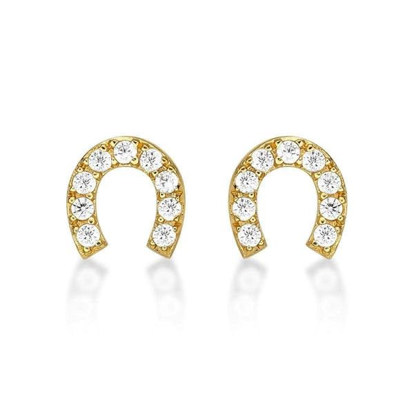 Gold Plated Horse Shoe Stud Earrings for Women - namana.london