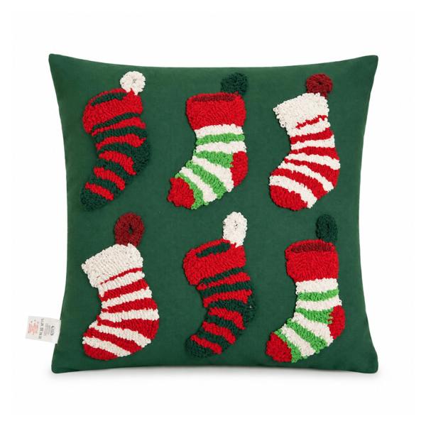 Samuel Alexander 45cm Dark Green Soft Decorative Christmas Stocking Cushion