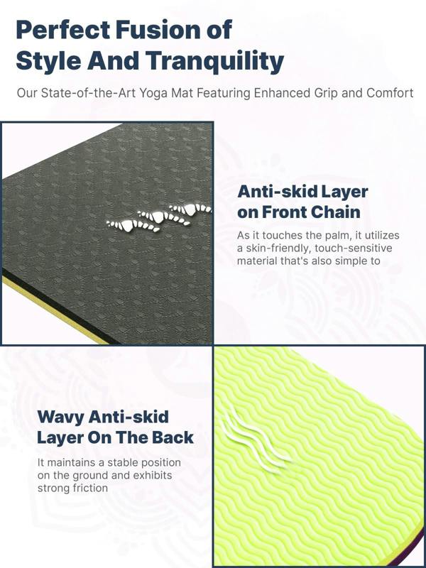 ROMIX Pro Yoga Mat with Alignment Lines, 6mm Non Slip Lightweight Exercise Mat with Carry Bag and Strap