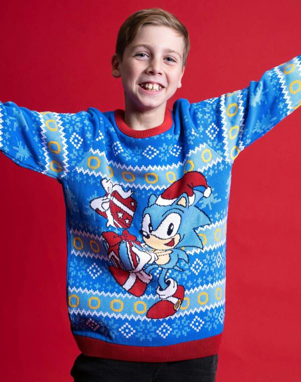Sonic the Hedgehog Boys Blue Sonic Christmas Jumper