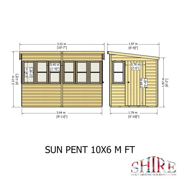 8x6 Sun Pent Potting Shed - Best Shed