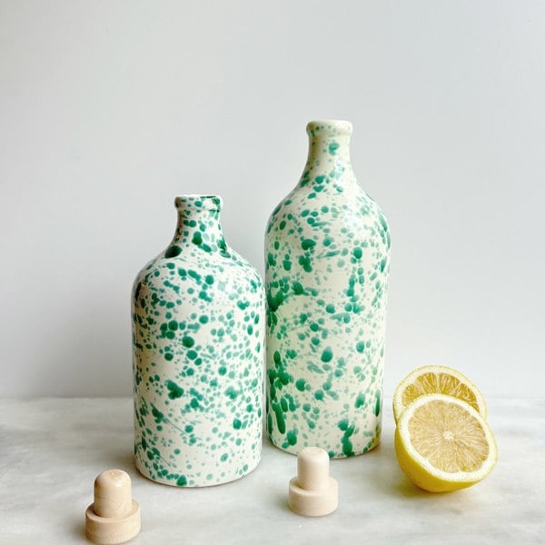 Hot Pottery Pistachio Oil & Vinegar Bottle