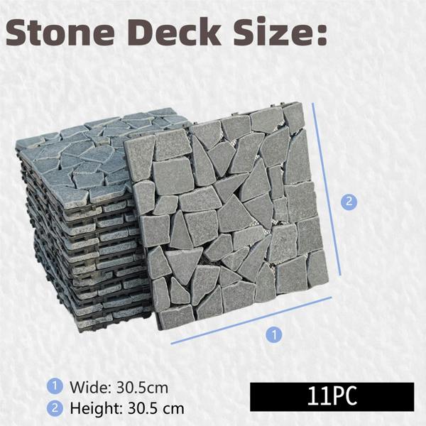 Gr8 Garden Grey Stone Effect Interlocking Deck Tiles 11 Piece Set
