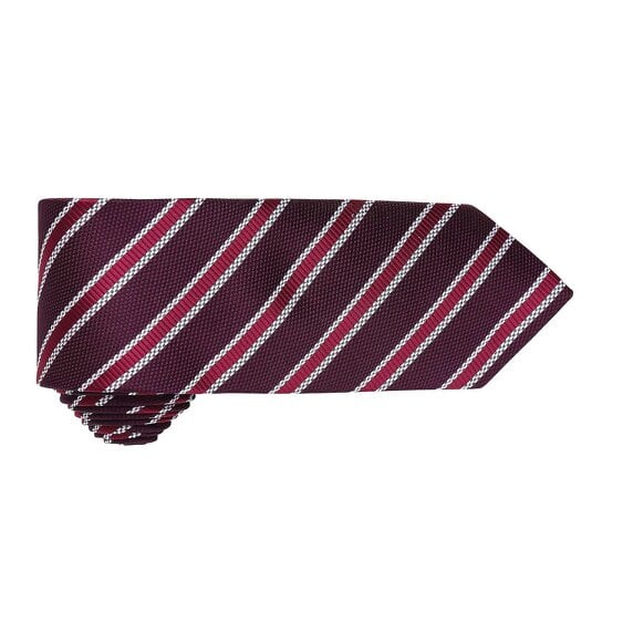 Premier Mens Waffle Stripe Formal Business Tie - Burgundy/ Aubergine